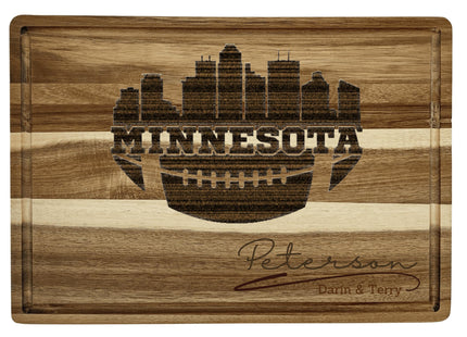 Personalized Minnesota Sports Cutting Board: Engraved Acacia Wood Fan Gift