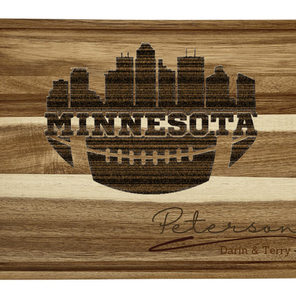 Personalized Minnesota Sports Cutting Board: Engraved Acacia Wood Fan Gift