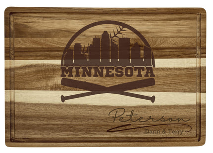 Personalized Minnesota Sports Cutting Board: Engraved Acacia Wood Fan Gift