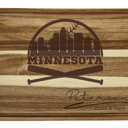 Personalized Minnesota Sports Cutting Board: Engraved Acacia Wood Fan Gift