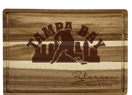 Personalized Tampa Bay Hockey Acacia Wood Cutting Board