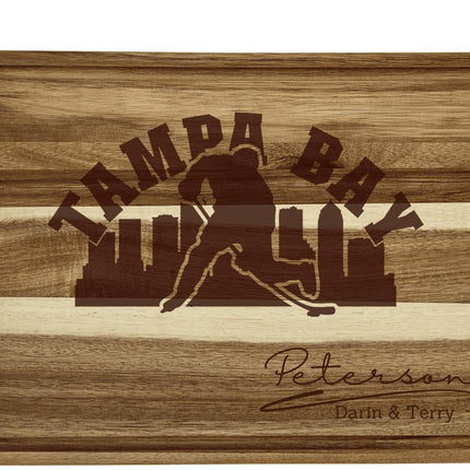Personalized Tampa Bay Hockey Acacia Wood Cutting Board