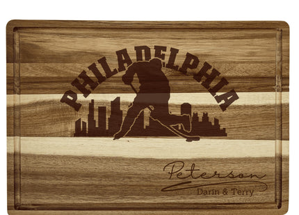 Personalized Philadelphia Hockey Fan Acacia Wood Cutting Board