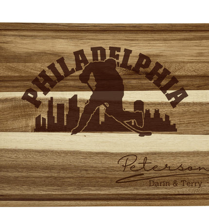 Personalized Philadelphia Hockey Fan Acacia Wood Cutting Board