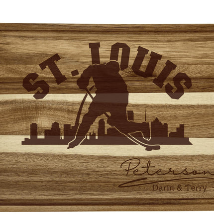 St Louis Hockey Fan Gift: Personalized Acacia Wood Cutting Board