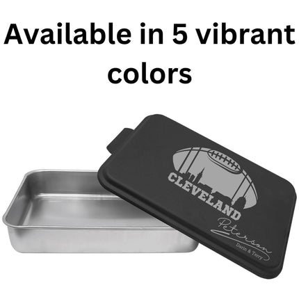 Cleveland Football Cake Pan: Personalized Aluminum Baking Tin with Lid