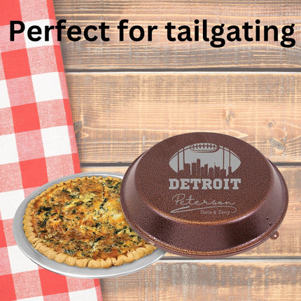 Personalized Detroit Football Cake Pan & Pie Tin – Custom Powder-Coated Aluminum Baking Gift for Fans