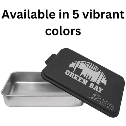 Green Bay Football Cake Pan: Personalized Aluminum Baking Tin with Lid