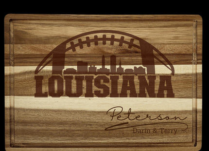Personalized Louisiana Football Cutting Board: Acacia Wood Sports Fan Gift