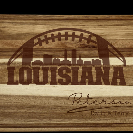 Personalized Louisiana Football Cutting Board: Acacia Wood Sports Fan Gift