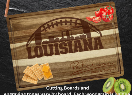 Louisiana custom football cutting board.