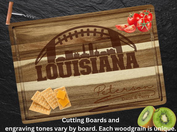 Louisiana custom football cutting board.
