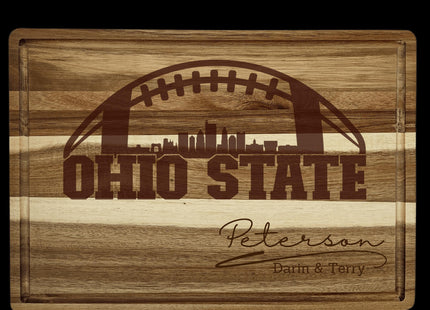 Personalized Ohio Football Cutting Board: Engraved Acacia Wood Cheese Board