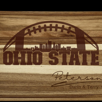 Personalized Ohio Football Cutting Board: Engraved Acacia Wood Cheese Board
