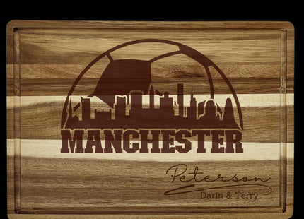 Personalized Manchester Football Fan Acacia Wood Cutting Board