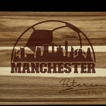 Personalized Manchester Football Fan Acacia Wood Cutting Board