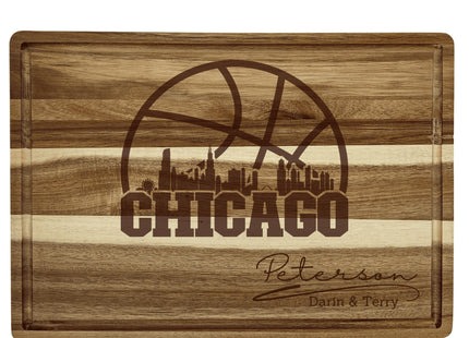 Personalized Chicago Basketball Acacia Wood Cutting Board