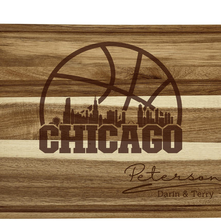 Personalized Chicago Basketball Acacia Wood Cutting Board