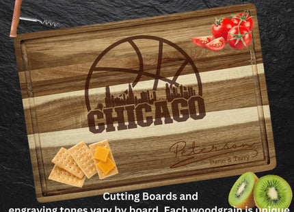 Personalized Chicago Basketball Acacia Wood Cutting Board