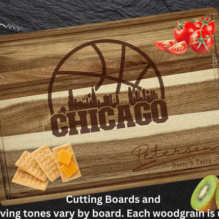 Personalized Chicago Basketball Acacia Wood Cutting Board