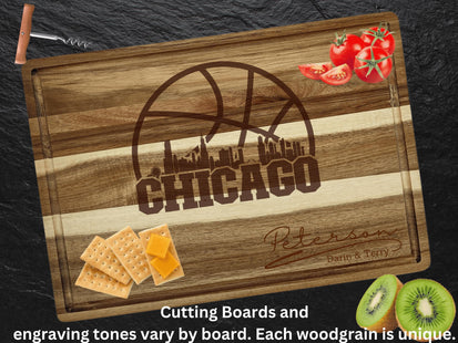 Personalized Chicago Basketball Acacia Wood Cutting Board