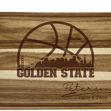 Personalized Golden State Acacia Wood Cutting Board: Basketball Fan Gift