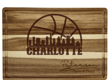 Personalized Acacia Wood Cutting Board: Basketball Fan Gift