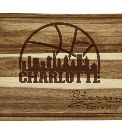 Personalized Acacia Wood Cutting Board: Basketball Fan Gift