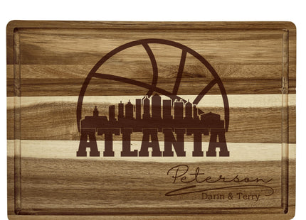 Personalized Atlanta Basketball Fan Acacia Wood Cutting Board