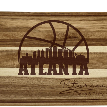 Personalized Atlanta Basketball Fan Acacia Wood Cutting Board