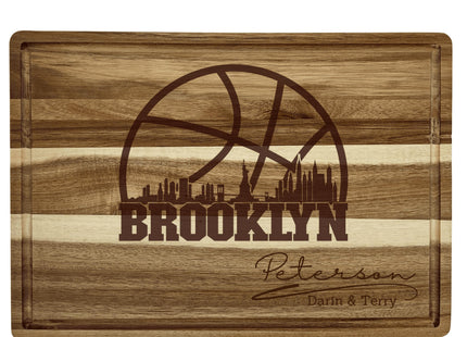 Personalized Brooklyn Basketball Acacia Wood Cutting Board