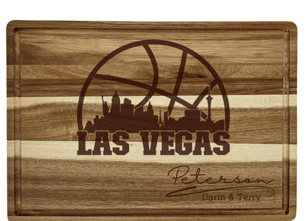 Personalized Las Vegas Acacia Wood Cutting Board: Basketball Fan Gift