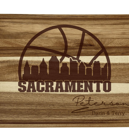 Personalized Sacramento Basketball Fan Acacia Wood Cutting Board