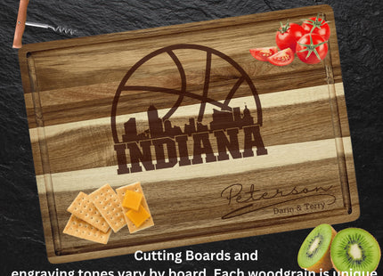 Personalized Indiana Basketball Acacia Wood Cutting Board