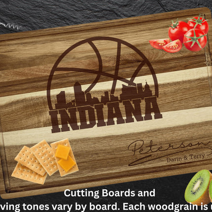 Personalized Indiana Basketball Acacia Wood Cutting Board