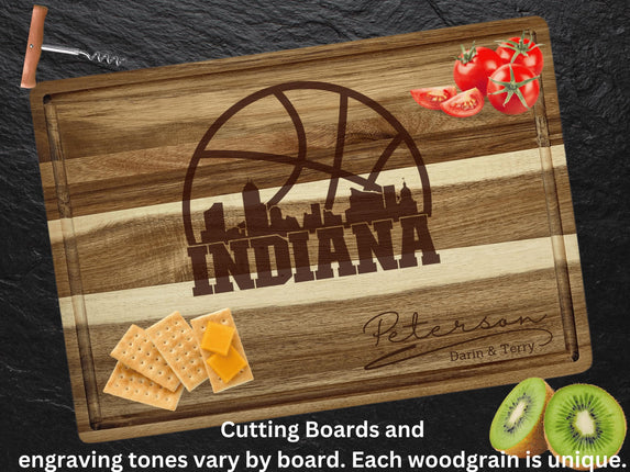 Personalized Indiana Basketball Acacia Wood Cutting Board