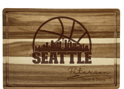 Personalized Seattle Basketball Fan Acacia Wood Cutting Board