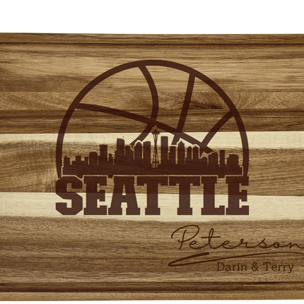 Personalized Seattle Basketball Fan Acacia Wood Cutting Board
