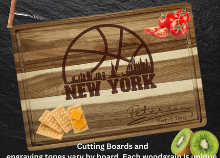 Personalized New York Basketball Fan Acacia Wood Cutting Board