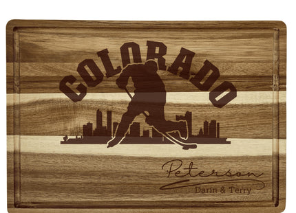 Personalized Colorado Hockey Fan Acacia Wood Cutting Board