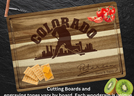 Personalized Colorado Hockey Fan Acacia Wood Cutting Board