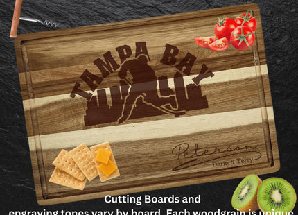 Personalized Tampa Bay Hockey Acacia Wood Cutting Board