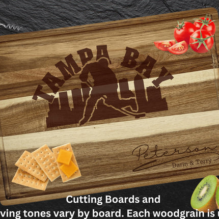 Personalized Tampa Bay Hockey Acacia Wood Cutting Board