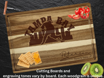 Personalized Tampa Bay Hockey Acacia Wood Cutting Board