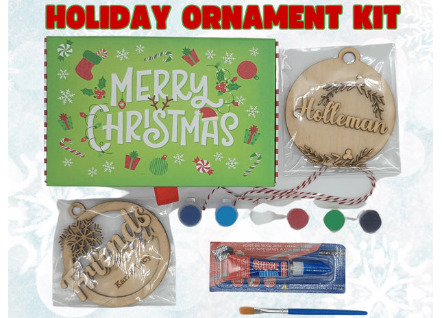 DIY Holiday ornament kits. Personalized for family fun.