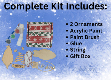 Kids DIY Personalized Christmas Ornament Kit: Baltic Birch Wood Craft