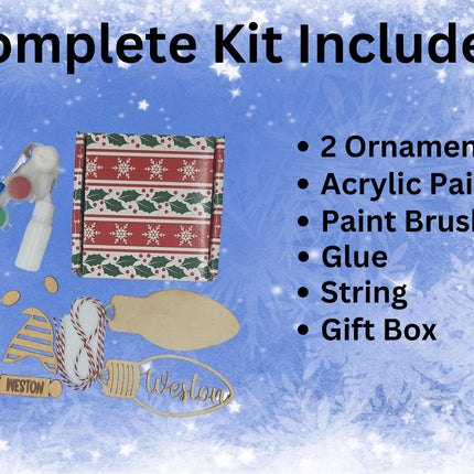 Kids DIY Personalized Christmas Ornament Kit: Baltic Birch Wood Craft