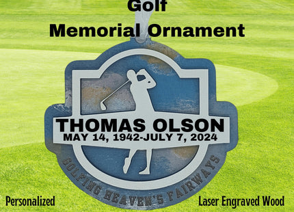 Personalized Golf Memorial Ornament: Hand-Painted Sympathy Keepsake