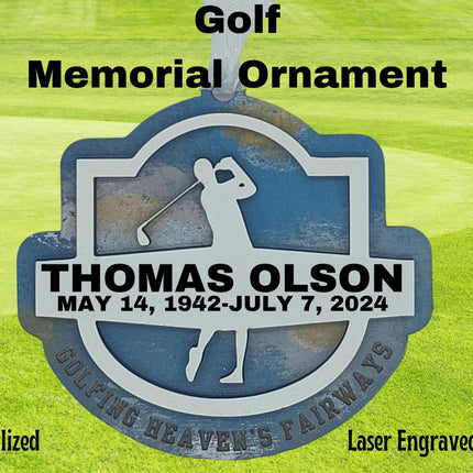 Personalized Golf Memorial Ornament: Hand-Painted Sympathy Keepsake