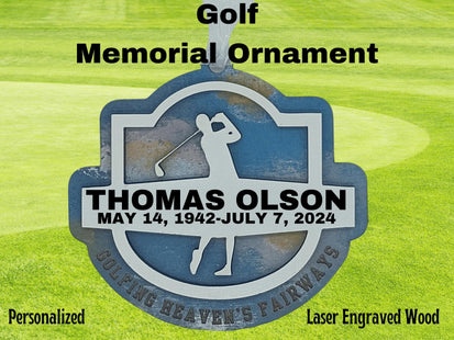 Personalized Golf Memorial Ornament: Hand-Painted Sympathy Keepsake